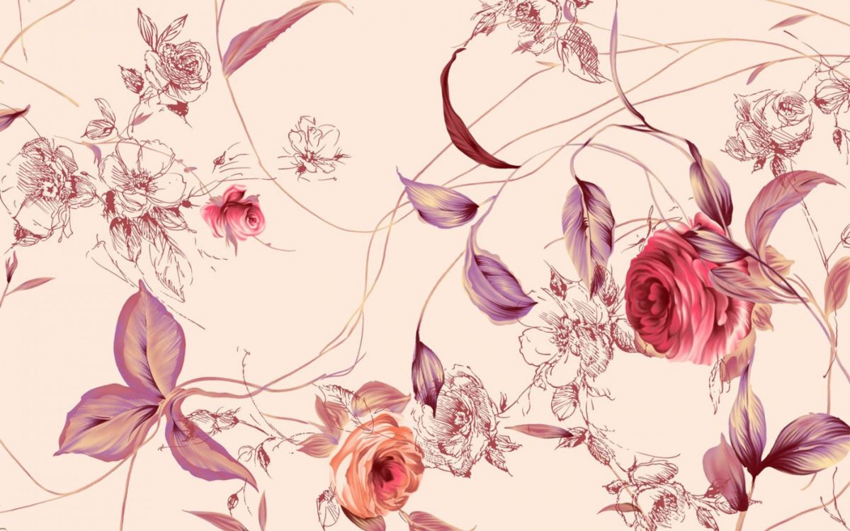 Rosa Und Braune Blumenillustration. Wallpaper in 2560x1600 Resolution