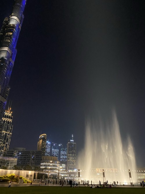 Image body of water, night, fountain, nature, tower block