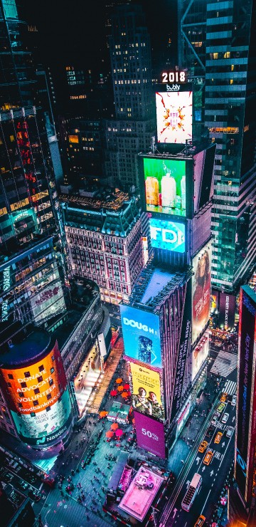Image times square, night, city, building, skyscraper