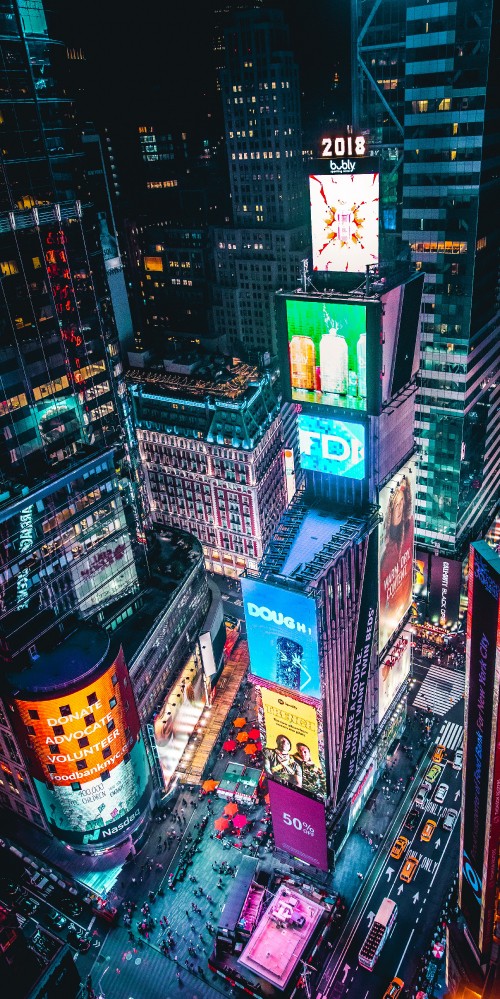 Image times square, night, city, building, skyscraper