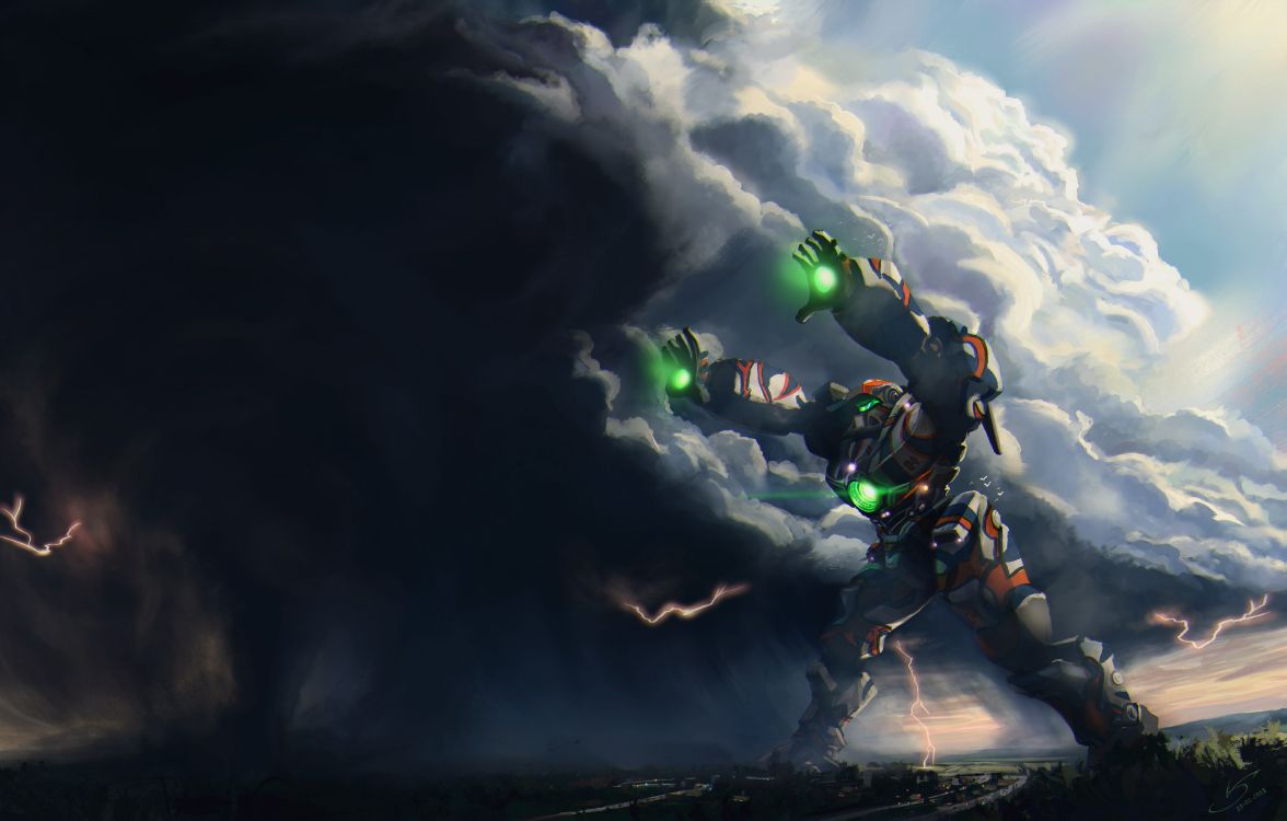 Illustration de Robot Vert et Noir. Wallpaper in 6591x4200 Resolution