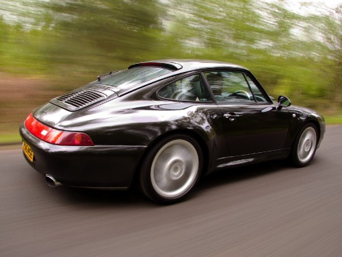 Image black mercedes benz coupe on road