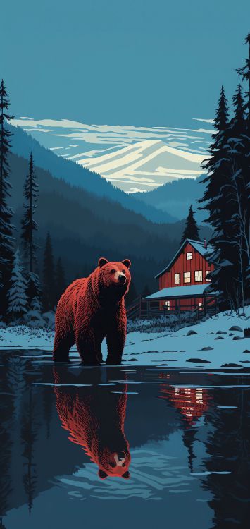 Montaña, Oso Kodiak, Grizzly Bear, Océano Ártico, Los Codigos. Wallpaper in 1536x3242 Resolution