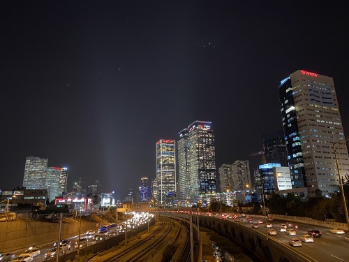 Image night, road, tower block, infrastructure, city