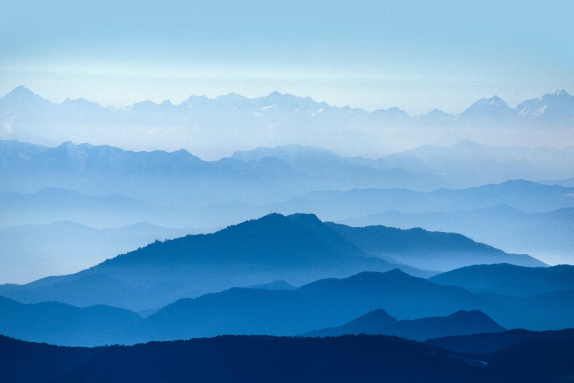 mountainous landforms, mountain, mountain range, blue, ridge