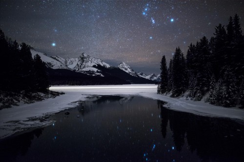 Image jasper, maligne lake, national park, nature, snow