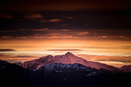 Image mountain, mountainous landforms, afterglow, cloud, mountain range