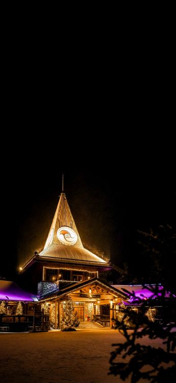 Night, Santa Claus Village, Lapland, Arctic Circle, All About Lapland Oy. Wallpaper in 1080x2340 Resolution