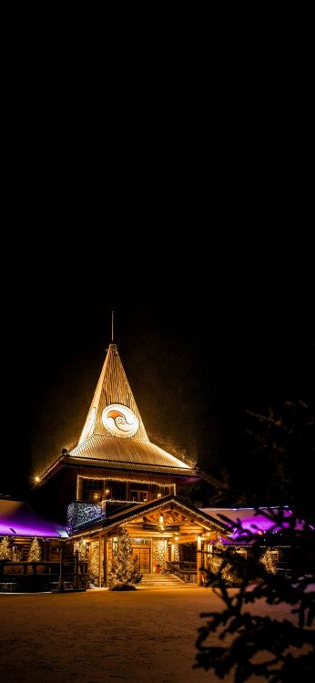 Nuit, Santa Claus Village, Laponie, Cercle Arctique, Tout Sur la Laponie Oy. Wallpaper in 1080x2340 Resolution