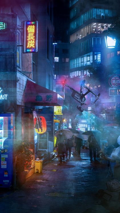 Metropole, Science-fiction, Gebäude, Licht, Infrastruktur. Wallpaper in 1800x3200 Resolution