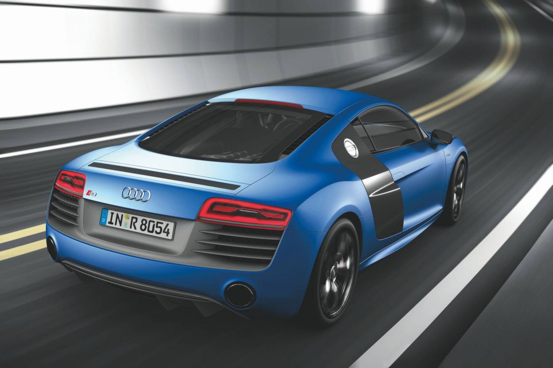 blue audi r 8 coupe