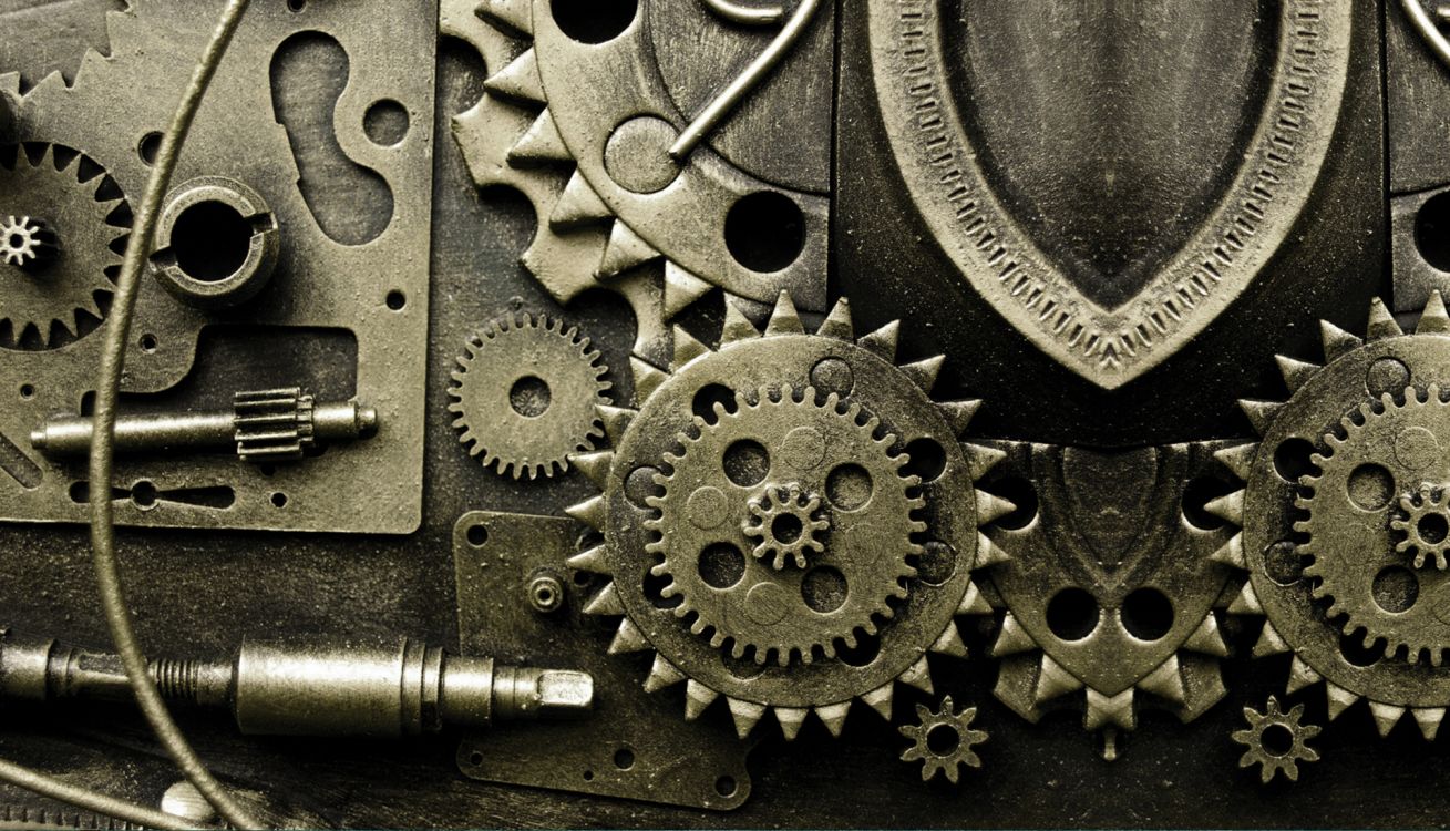 Engranaje de Metal Negro Sobre Superficie Negra. Wallpaper in 1920x1100 Resolution