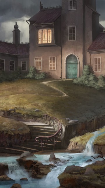 Image brown concrete building near river painting