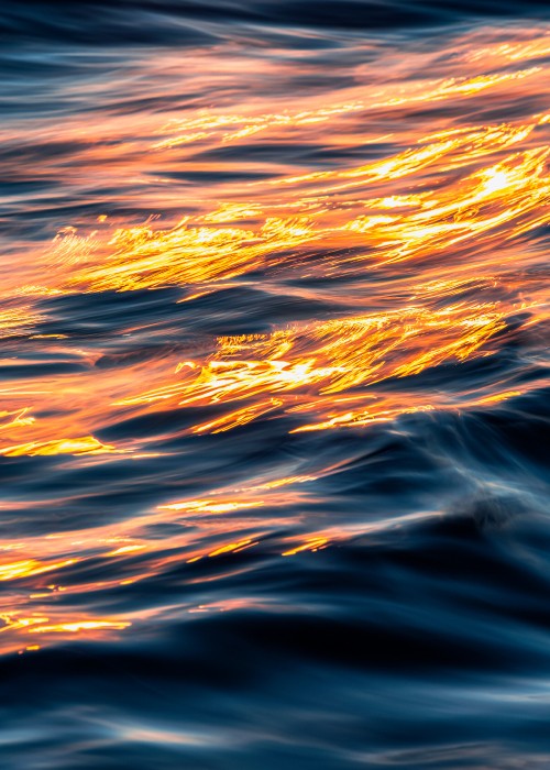 Image water, orange, wave, reflection, atmosphere