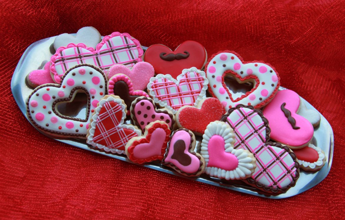 Cookie, valentines day, Pastry, heart, pink