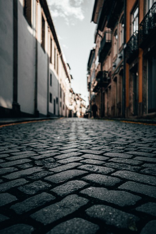 Image black and white brick pavement