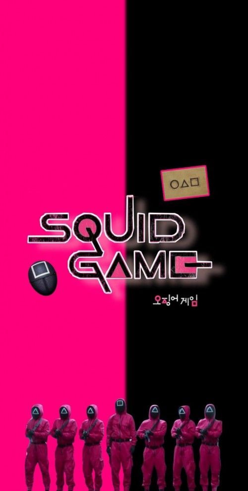 Image squid game, poster, squid, pink, red