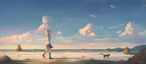 Image girl in white dress standing on seashore during daytime