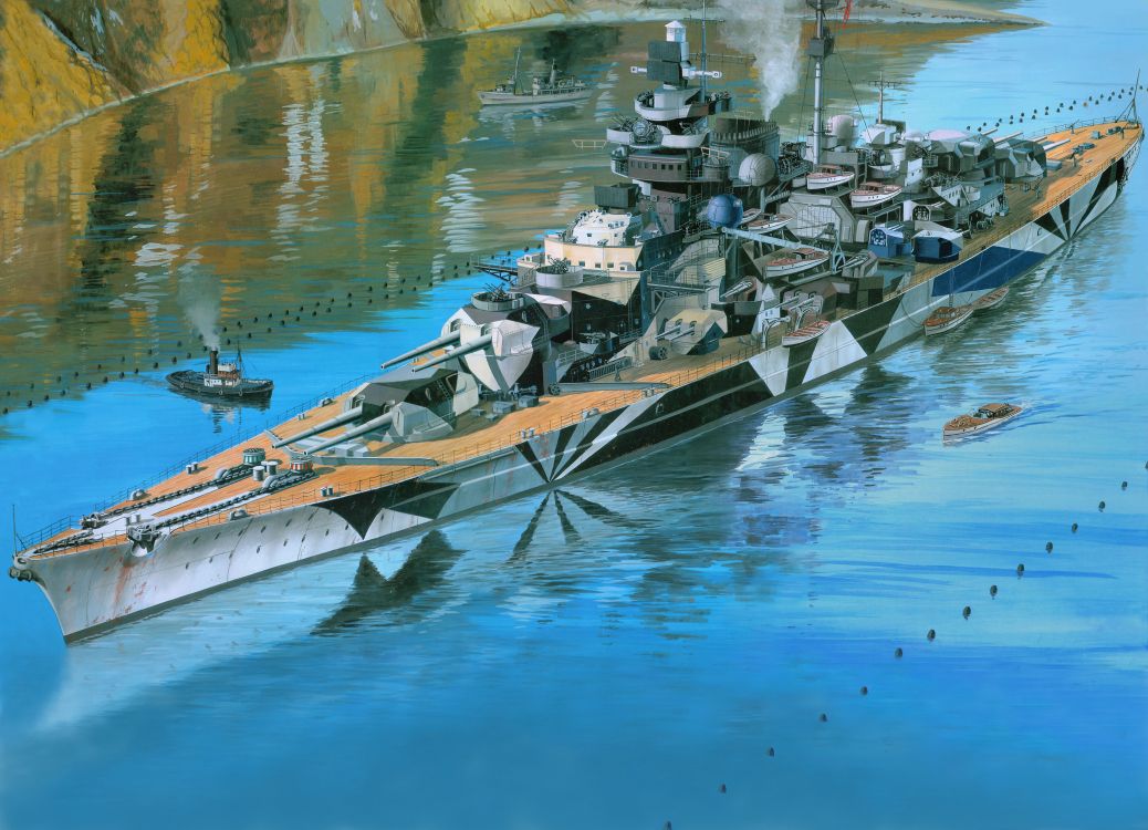 German Battleship Tirpitz, Revell, Plastic Model, German Battleship Bismarck, Boat. Wallpaper in 9206x6647 Resolution