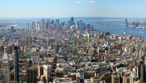 Image aerial view of city buildings during daytime