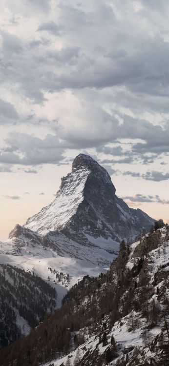 Matterhorn, Naturaleza, Montaña, Paisaje Natural, Nieve. Wallpaper in 1407x3045 Resolution