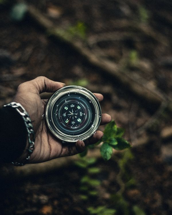 person holding silver round container