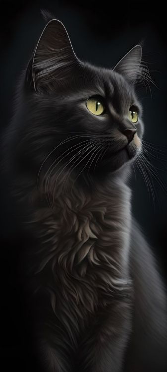 Gato, Gato Negro, Día Internacional Del Gato, Gatito, Felidae. Wallpaper in 1080x2400 Resolution