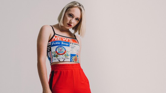 Image shoulder, clothing, waist, Crop top, electric blue