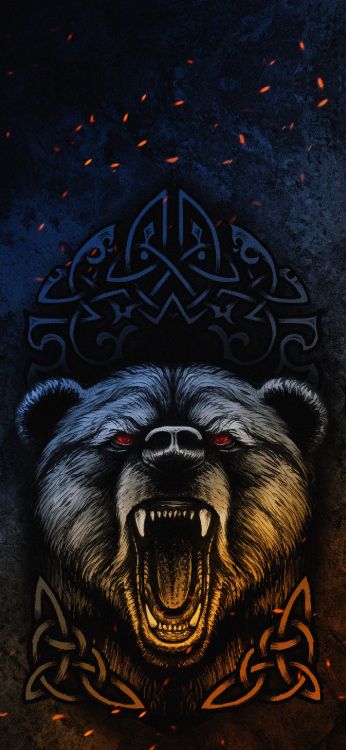 Oso Vikingo, Los Vikingos, Grizzly Bear, Camiseta, Capucha. Wallpaper in 1407x3045 Resolution