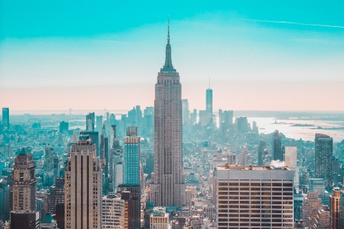 Image aerial view of city buildings during daytime