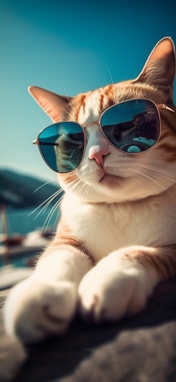 Image asian, asia, sunglasses, cat