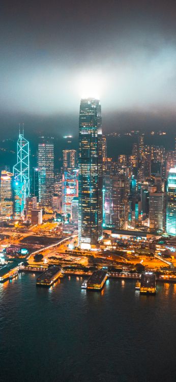 Paisaje Urbano, Edificio, Agua, Luz, Torre de Bloques. Wallpaper in 1080x2340 Resolution