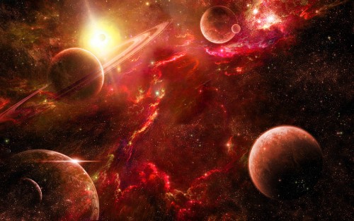 Image red and black galaxy illustration