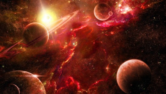 Image red and black galaxy illustration