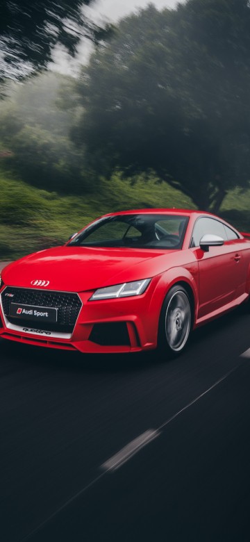 Image red audi coupe on road during daytime