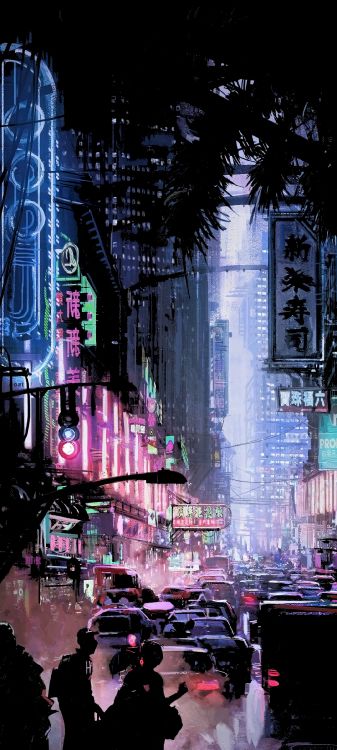 Ilustración, Cyberpunk, Arte, Diseño, Fan Art. Wallpaper in 1080x2400 Resolution