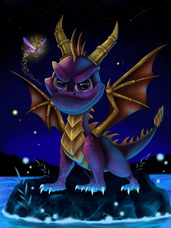 Ilustración de Dragón Púrpura y Amarillo. Wallpaper in 2048x2732 Resolution