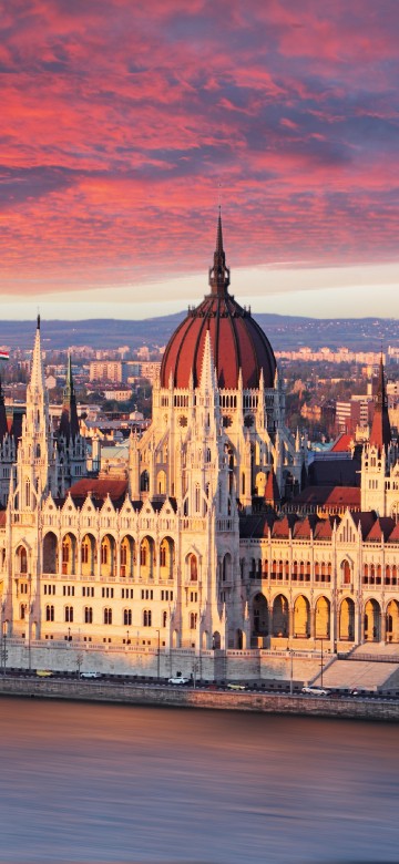 Image Hungarian Parliament Building, landmark, city, cityscape, skyline