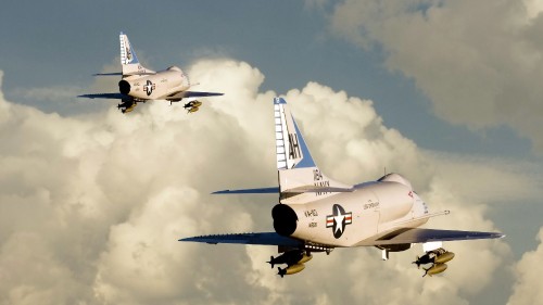 Image white and blue airplane flying in the sky