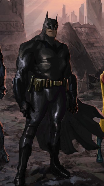 Image man in black and yellow suit holding a sword beside man in black suit