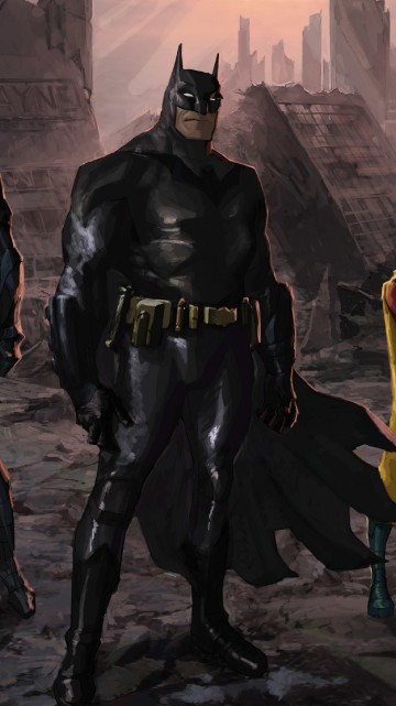 Image man in black and yellow suit holding a sword beside man in black suit