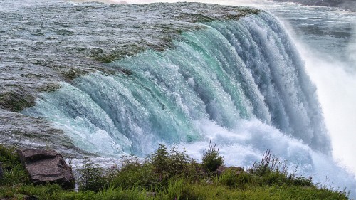 Image green grass and white water falls