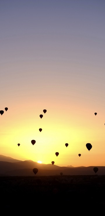 Image sunset, pixel, November, hot air balloon, CMYK color model