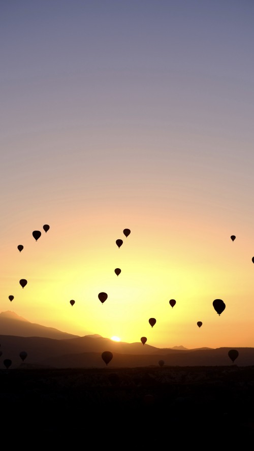 Image sunset, pixel, November, hot air balloon, CMYK color model