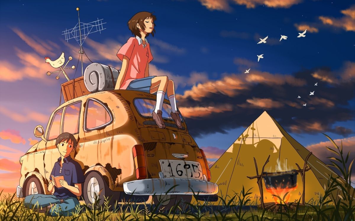 Mann im Roten Hemd Steht Neben Braunem Auto. Wallpaper in 1920x1200 Resolution