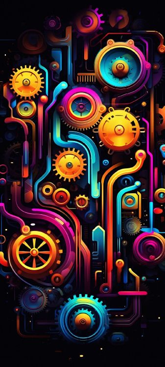 Neon, Moonaz, Ios, Light, Art. Wallpaper in 1080x2400 Resolution