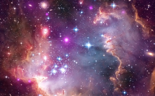 Image purple and orange galaxy illustration