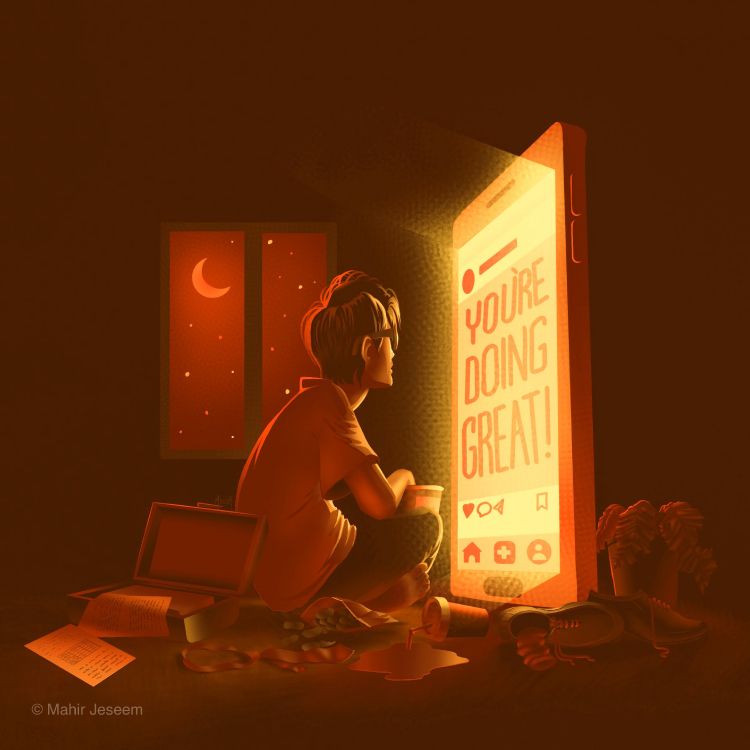 Frau im Roten Tanktop Sitzt Auf Dem Bett. Wallpaper in 3840x3840 Resolution