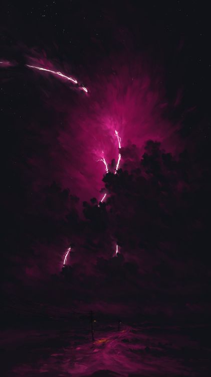 Trueno, Ambiente, Morado, Tormenta, Naturaleza. Wallpaper in 2160x3840 Resolution