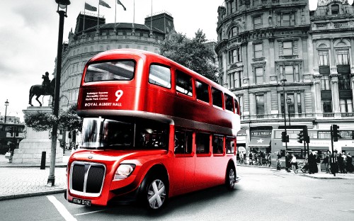 Image red double decker bus on road during daytime